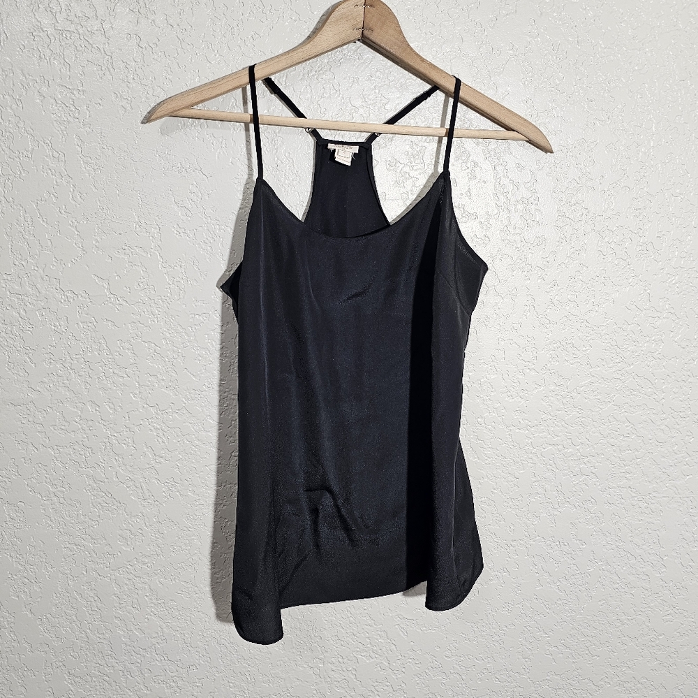 J. Crew Solid Black Sheer Tank Top